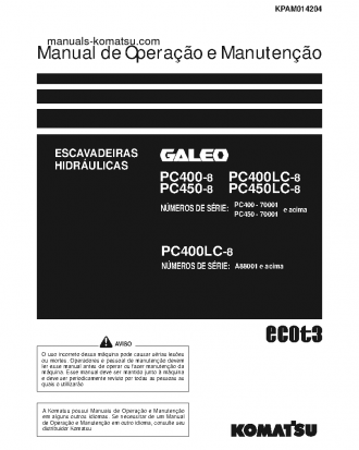 PC400-8(JPN) S/N 70001-UP Operation manual (Portuguese)
