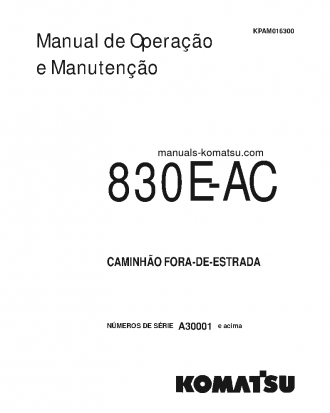 830E-AC(USA) S/N A30001-UP Operation manual (Portuguese)