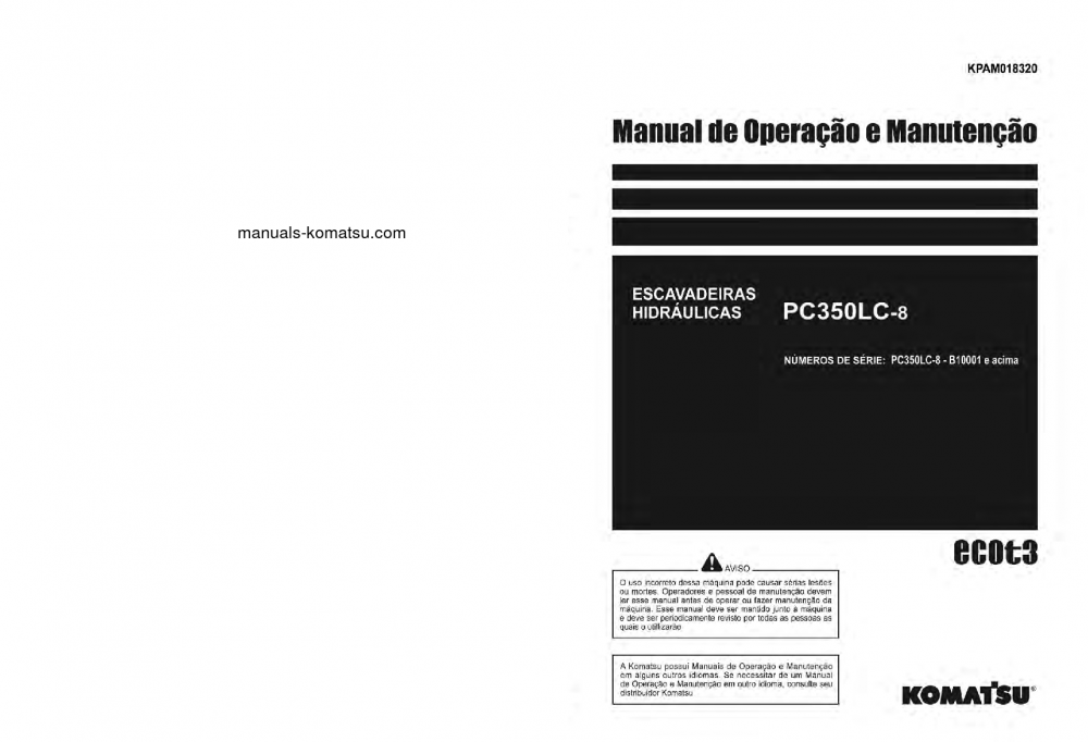 PC350LC-8(BRA) S/N B10001-UP Operation manual (Portuguese)