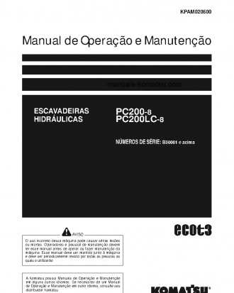 PC200LC-8(BRA) S/N B30001--UP Operation manual (Portuguese)
