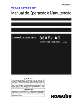 830E-1(USA)-AC S/N A30561-UP Operation manual (Portuguese)