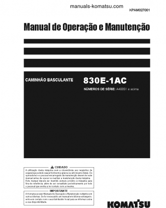 830E-1(USA)-AC S/N A40851-UP Operation manual (Portuguese)