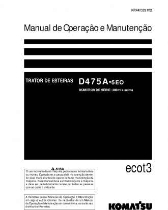 D475A-5(JPN)-E0 S/N 30071-UP Operation manual (Portuguese)