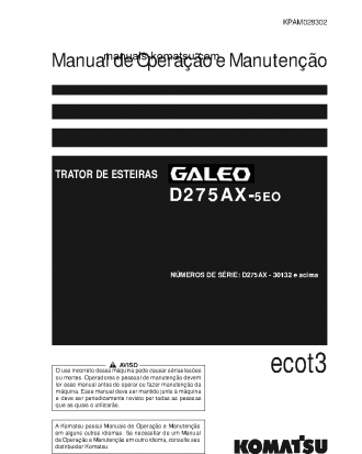 D275AX-5(JPN)-E0 S/N 30132-UP Operation manual (Portuguese)