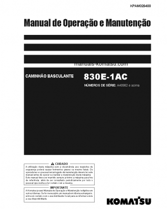 830E-1(USA)-AC S/N A40962-UP Operation manual (Portuguese)