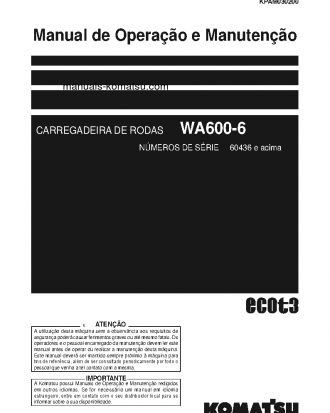 WA600-6(JPN) S/N 60436-UP Operation manual (Portuguese)