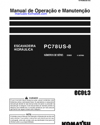 PC78US-8(JPN) S/N 15001-UP Operation manual (Portuguese)