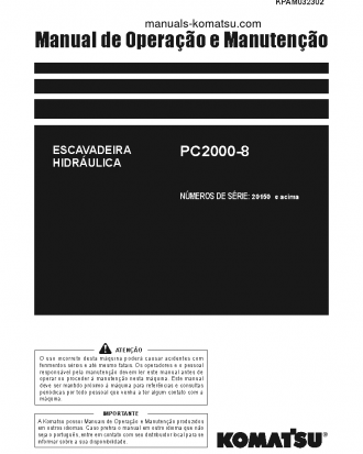 PC2000-8(JPN) S/N 20150-UP Operation manual (Portuguese)