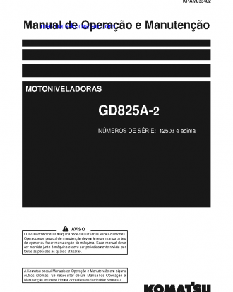 GD825A-2(JPN) S/N 12503-UP Operation manual (Portuguese)