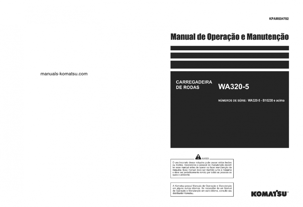 WA320-5(BRA) S/N B10230-UP Operation manual (Portuguese)