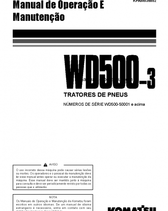WD500-3(JPN) S/N 50001-UP Operation manual (Portuguese)