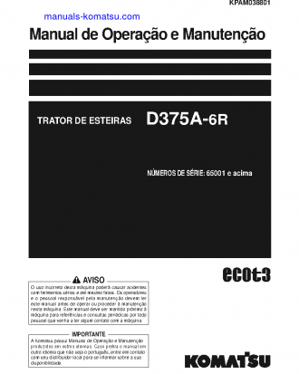 D375A-6(JPN)-R S/N 65001-UP Operation manual (Portuguese)