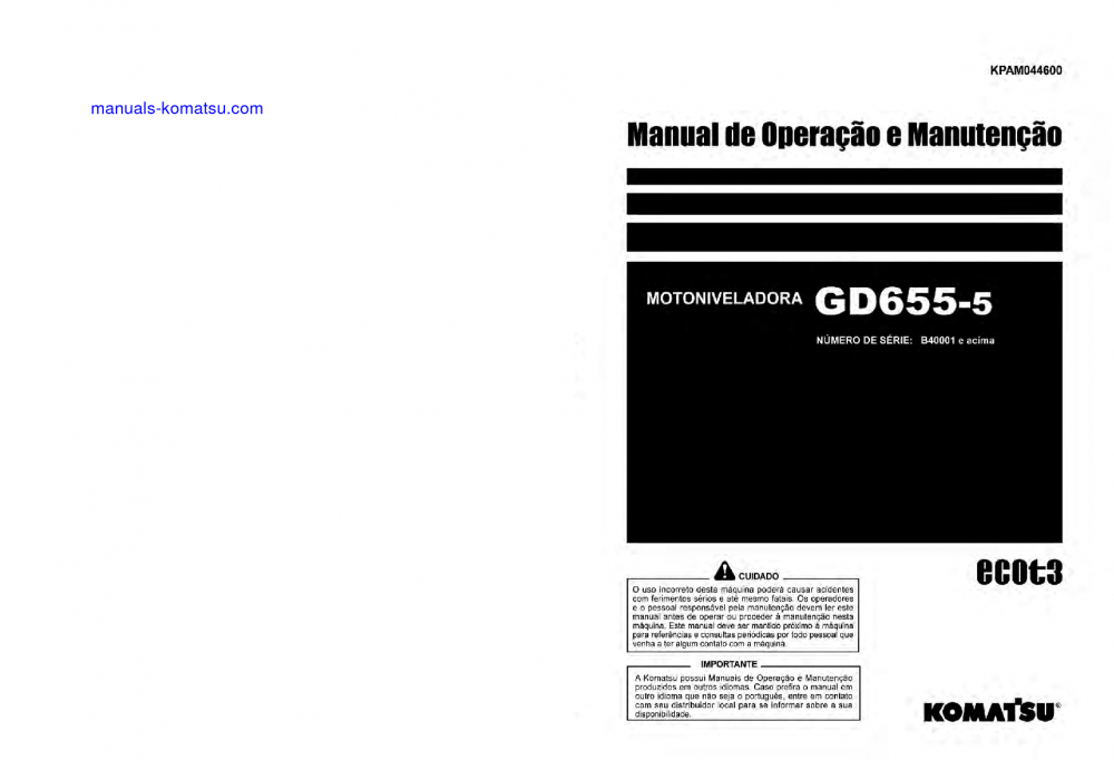 GD655-5B(BRA) S/N B40001-UP Operation manual (Portuguese)