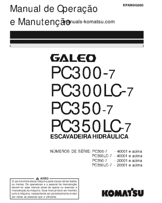 PC350LC-7(JPN) S/N 20001-UP Operation manual (Portuguese)