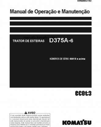 D375A-6(JPN) S/N 60018-UP Operation manual (Portuguese)