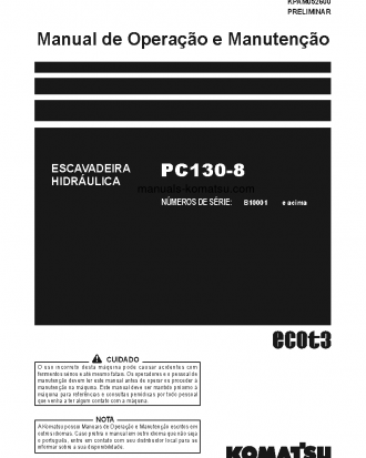 PC130-8(BRA) S/N B10001-UP Operation manual (Portuguese)