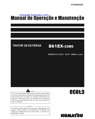 D61EX-23(BRA)-M0 S/N B50001-UP Operation manual (Portuguese)