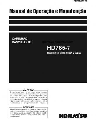 HD785-7(JPN) S/N 30001-UP Operation manual (Portuguese)