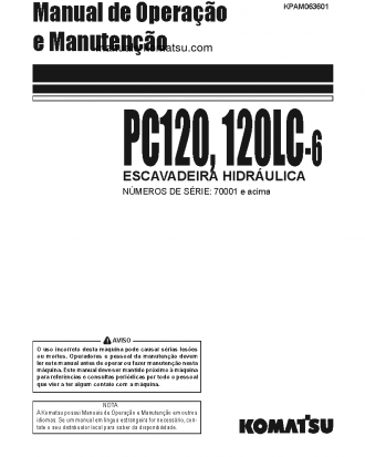 PC120-6(JPN) S/N 70001-UP Operation manual (Portuguese)