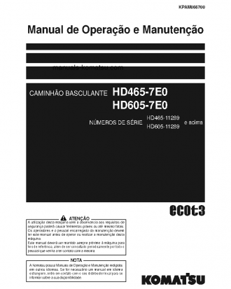 HD605-7(JPN)-E0 S/N 11289-UP Operation manual (Portuguese)