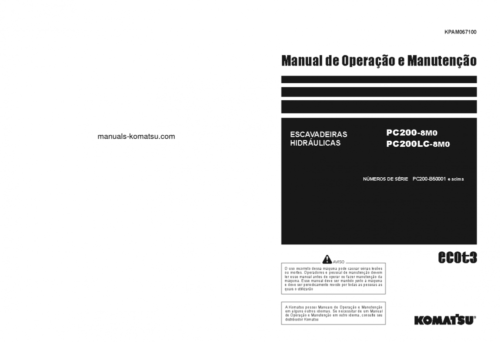 PC200-8(BRA)-M0 S/N B50001-UP Operation manual (Portuguese)