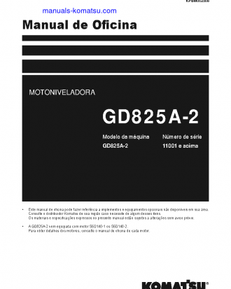 GD825A-2(JPN) S/N 10001-UP Shop (repair) manual (Portuguese)