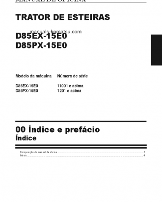 D85EX-15(JPN)-E0 S/N 11001-UP Shop (repair) manual (Portuguese)