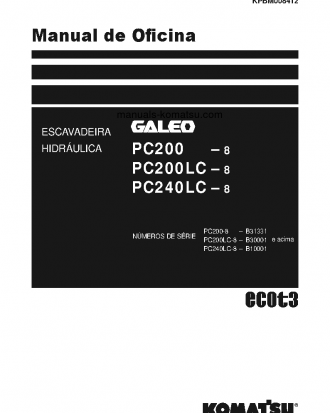 PC240LC-8(BRA) S/N B10001-UP Shop (repair) manual (Portuguese)