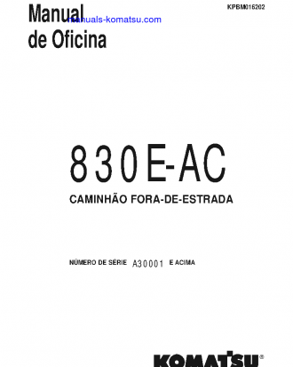 830E-AC(USA) S/N A30001-UP Shop (repair) manual (Portuguese)