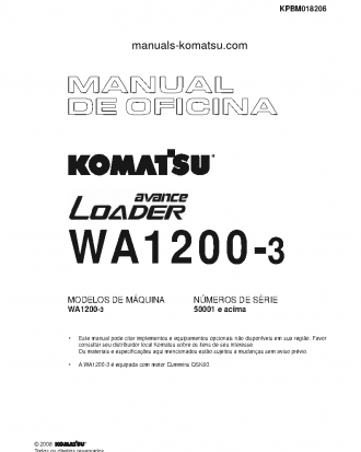 WA1200-3(JPN) S/N 50001-UP Shop (repair) manual (Portuguese)