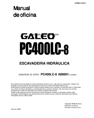 PC400LC-8(USA) S/N A88001-UP Shop (repair) manual (Portuguese)