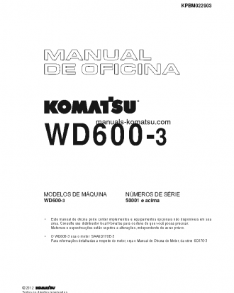 WD600-3(JPN) S/N 50001-UP Shop (repair) manual (Portuguese)