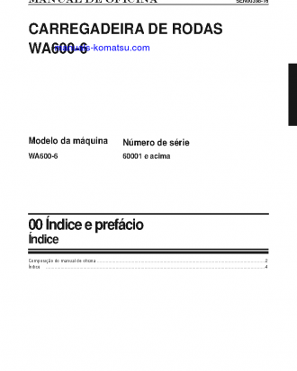 WA600-6(JPN) S/N 60001-UP Shop (repair) manual (Portuguese)