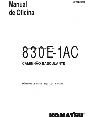 830E-1(USA)-AC S/N A30561-UP Shop (repair) manual (Portuguese)