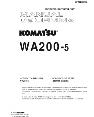 WA200-5(BRA) S/N B10001-UP Shop (repair) manual (Portuguese)