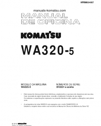 WA320-5(BRA) S/N B10001-UP Shop (repair) manual (Portuguese)