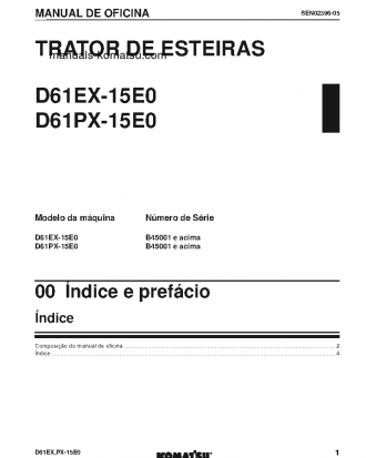 D61PX-15(BRA)-E0 S/N B45001-UP Shop (repair) manual (Portuguese)