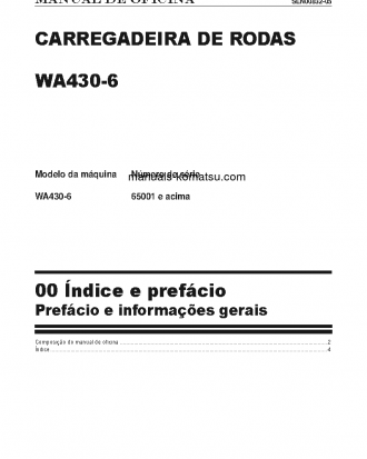 WA430-6(JPN) S/N 65001-UP Shop (repair) manual (Portuguese)