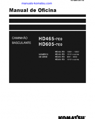 HD465-7(JPN)-E0 S/N 10001-10037 Shop (repair) manual (Portuguese)