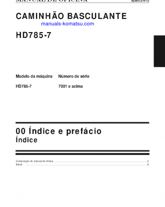HD785-7(JPN) S/N 7001-UP Shop (repair) manual (Portuguese)