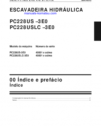 PC228US-3(JPN)-E0 S/N 40001-UP Shop (repair) manual (Portuguese)