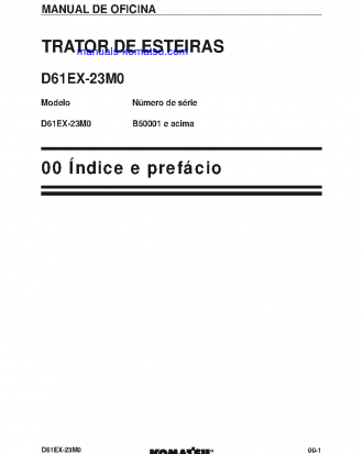 D61EX-23(BRA)-M0 S/N B50001-UP Shop (repair) manual (Portuguese)