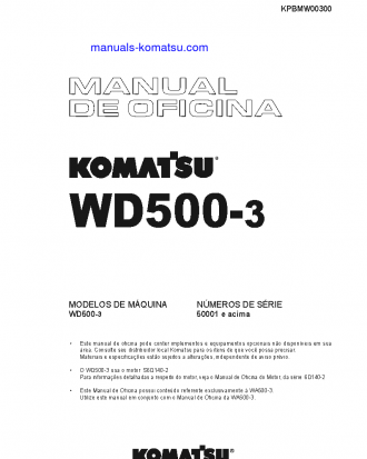 WD500-3(JPN) S/N 50001-UP Shop (repair) manual (Portuguese)