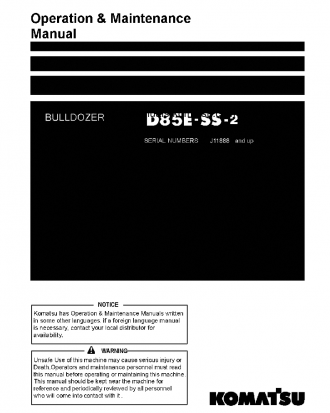 D85ESS-2(IDN) S/N J11888-UP Operation manual (English)
