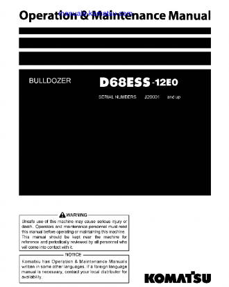 D68ESS-12(IDN)-E0 S/N J20001-UP Operation manual (English)