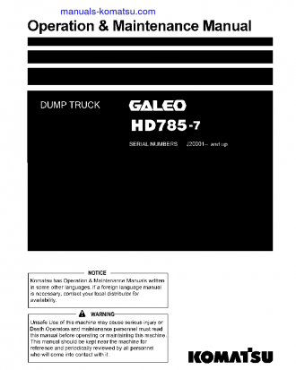 HD785-7(IDN) S/N J20001-UP Operation manual (English)