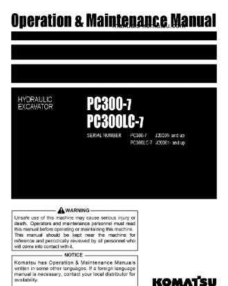 PC300LC-7(IDN) S/N J20001-UP Operation manual (English)