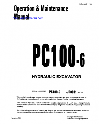 PC100-6(JPN) S/N J20001-UP Operation manual (English)