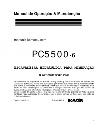 PC5500-6(DEU) S/N 15085-15085 Operation manual (Portuguese)