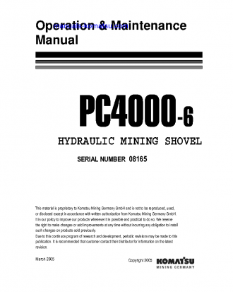 PC4000-6(DEU)-ELECTRIC MOTOR S/N 08165-08165 Operation manual (English)